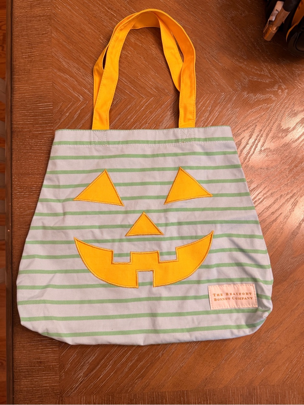 The Beaufort Bonnet Company Yellow Jack-o'-Lantern Stripe Tote